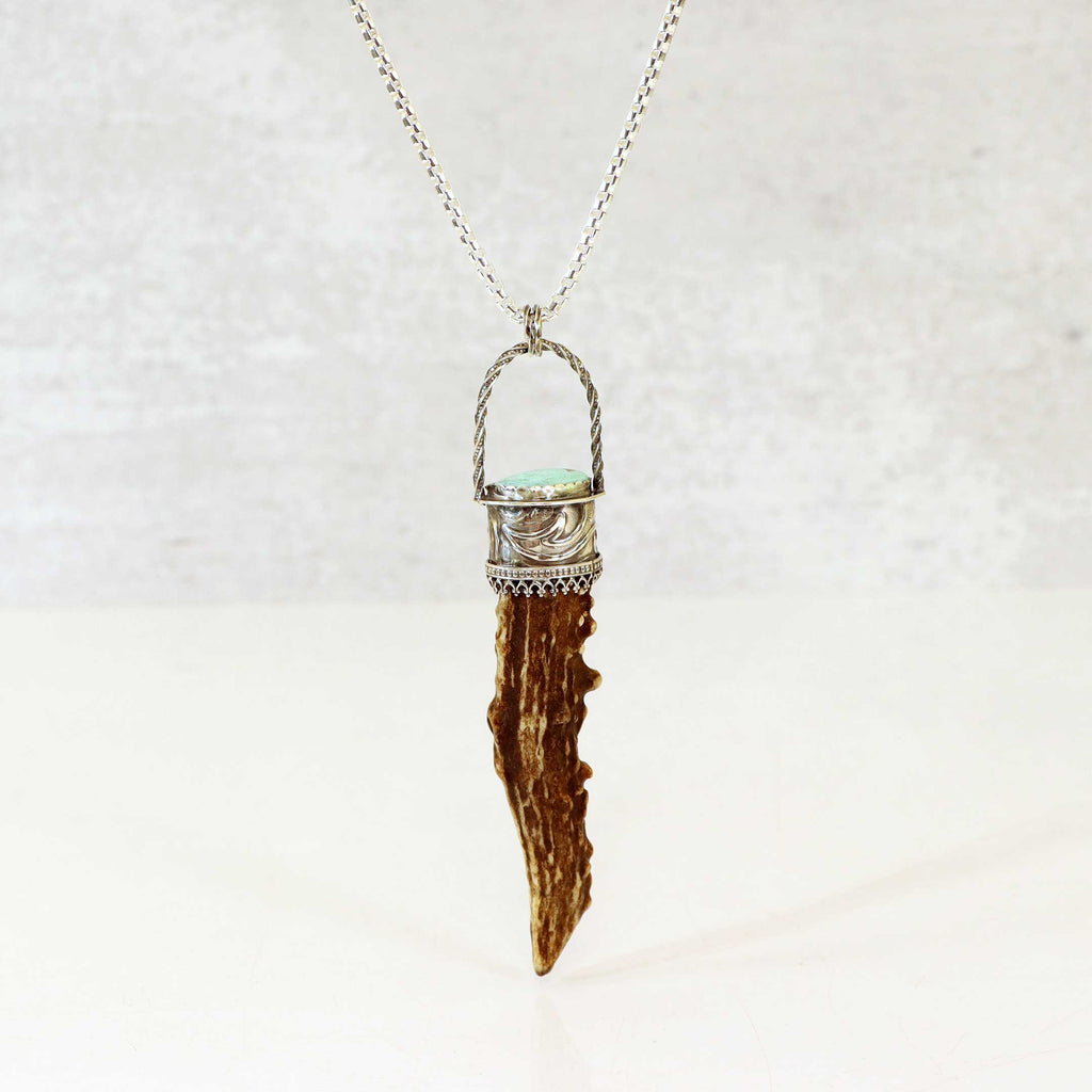 Genuine Antler Pendant with Sterling Silver Cap
