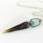 Genuine Antler Pendant with Turquoise in Sterling Silver