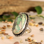 Turquoise / Variscite Ring in Swirls of Mint Green and Grey