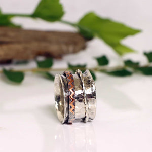 Sterling Silver Spinner Ring with Copper 'Spinner'
