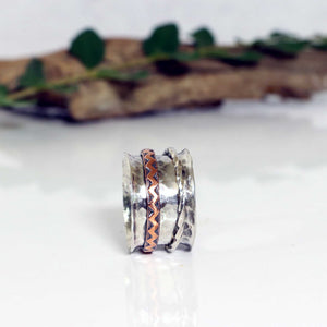 Sterling Silver Spinner Ring with Copper 'Spinner'