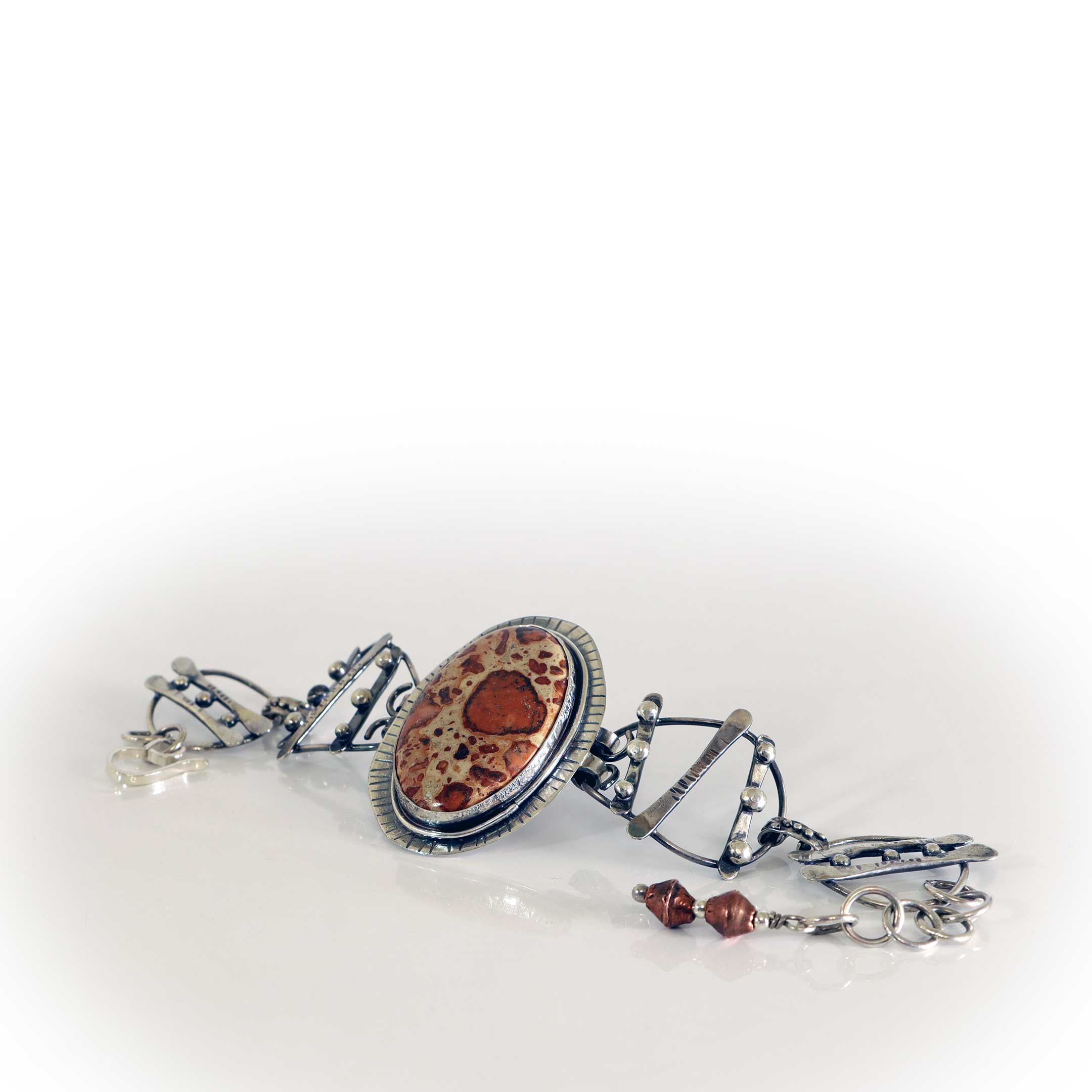 Morgan Hill Poppy Jasper in a Sterling Silver Eclectic Link Bracelet