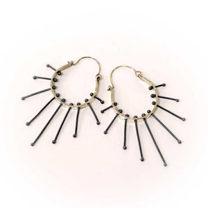 Sterling Silver Hoops with Copper Spikes
