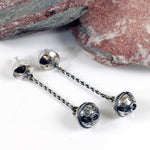 Handcrafted Sterling Silver Stamped Bead Earrings