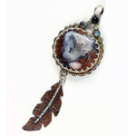 Earthtones Druzy Agate Pendant in Sterling Silver