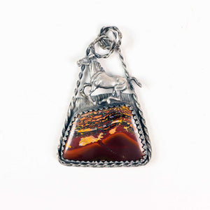 Horse Pendant with Boulder Opal in Sterling Silver