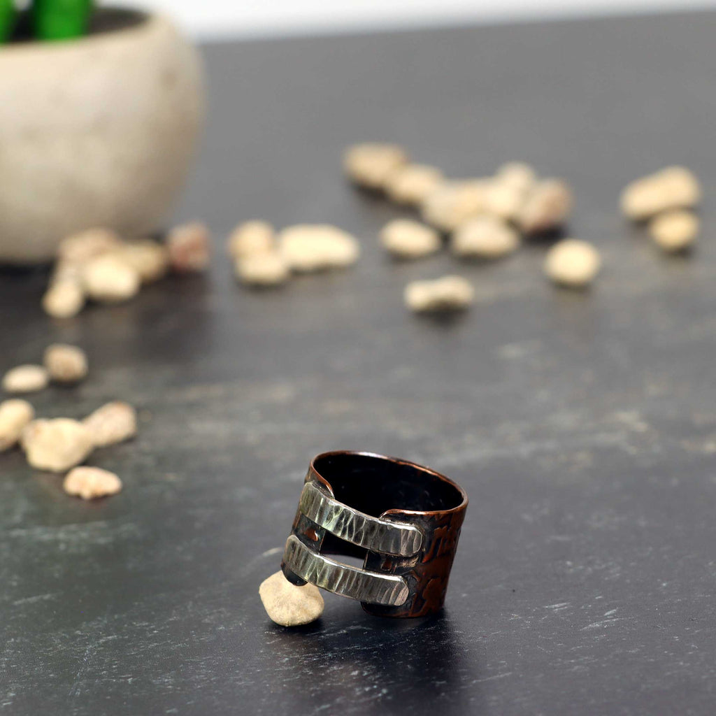 Chunky Copper & Sterling Silver Ring