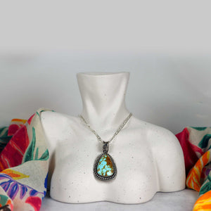 Number 8 Turquoise w/ Chocolate Matrix Pendant in Sterling Silver