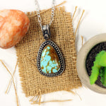 Number 8 Turquoise w/ Chocolate Matrix Pendant in Sterling Silver