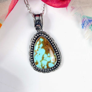 Number 8 Turquoise w/ Chocolate Matrix Pendant in Sterling Silver