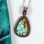 Number 8 Turquoise w/ Chocolate Matrix Pendant in Sterling Silver