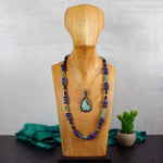 Lapis Lazuli & Ancient Roman Glass Shard Necklace in Blue and Green