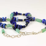 Lapis Lazuli & Ancient Roman Glass Shard Necklace in Blue and Green