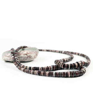 Purple & white wampum shell necklace