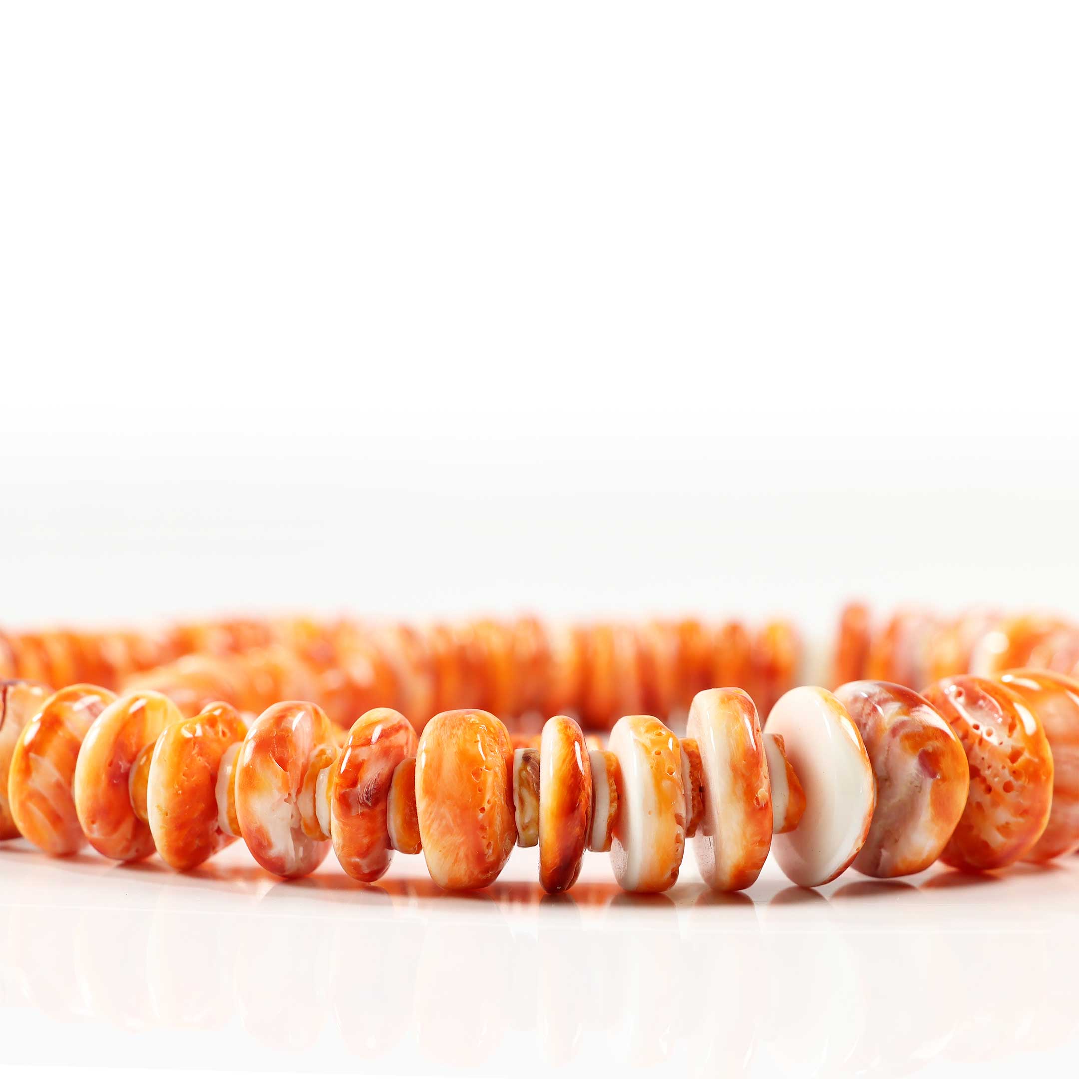 Spiny Oyster Necklace in rich Peach, Cream tones