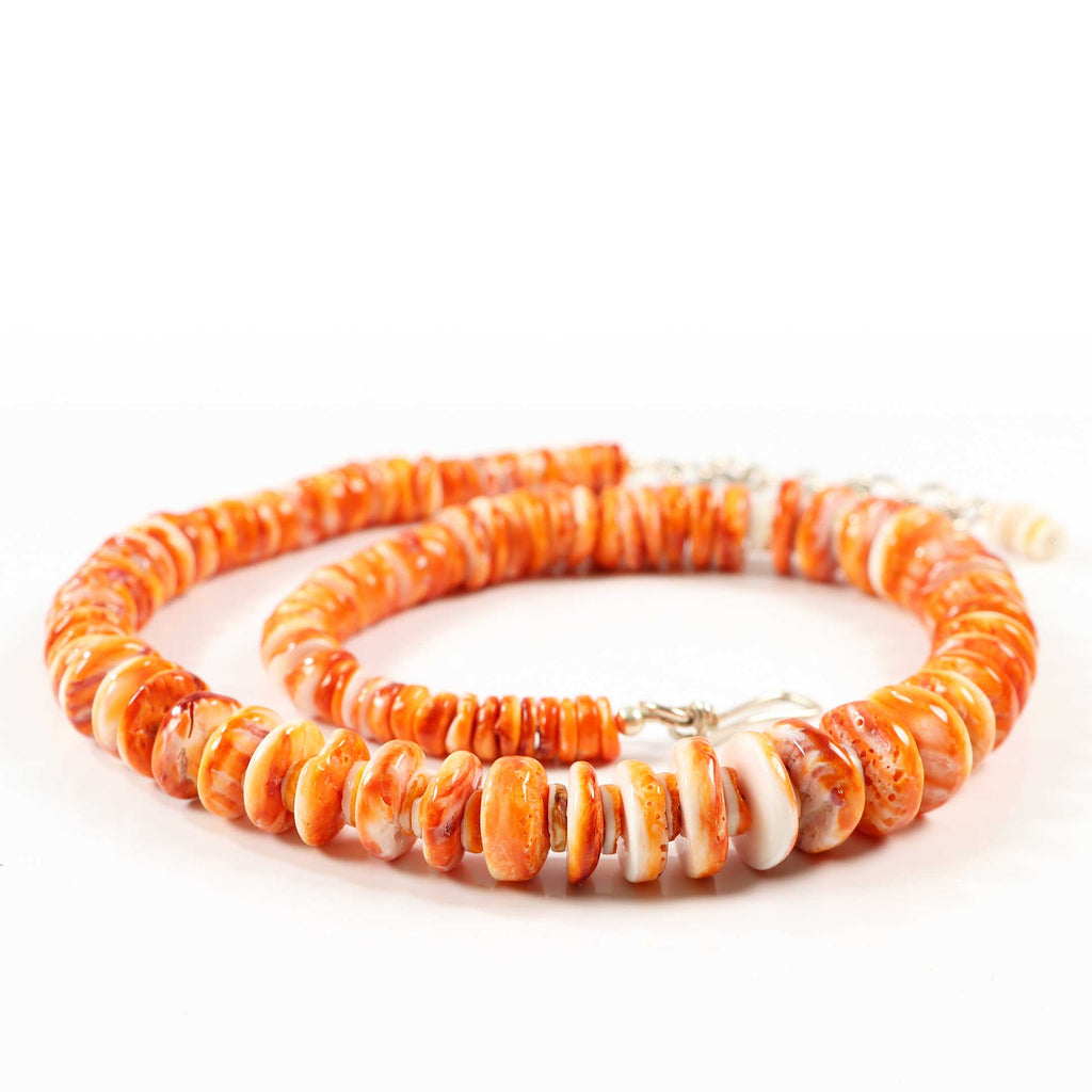 Spiny Oyster Necklace in rich Peach, Cream tones