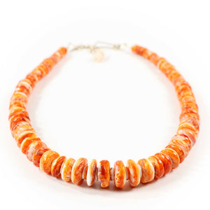 Spiny Oyster Necklace in rich Peach, Cream tones