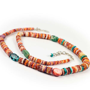 Colorful Spiny Oyster & Turquoise Necklace