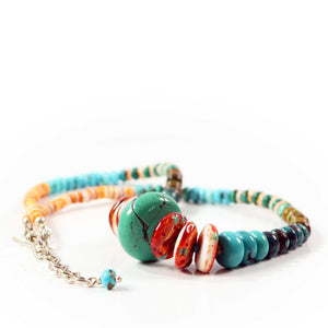 Graduated Turquoise & Spiny Oyster Necklace