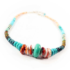 Graduated Turquoise & Spiny Oyster Necklace