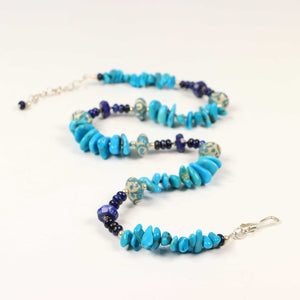 Sleeping Beauty Turquoise, Lapis Lazuli & Lampwork Necklace