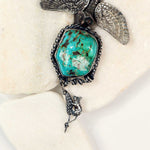 Sterling Silver Owl Necklace with Kingman Turquoise