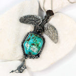 Sterling Silver Owl Necklace with Kingman Turquoise