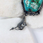 Sterling Silver Owl Necklace with Kingman Turquoise