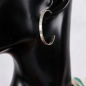 Western Embossed Sterling Silver Hoop Earrings