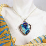 Chrysocolla / Azurite Heart Pendant in Sterling Silver