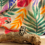 Black n White Ring, Fossilized Peanut Wood