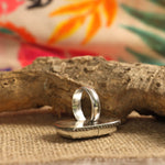 Black n White Ring, Fossilized Peanut Wood