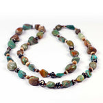 Turquoise Nugget Necklace with Agate, Extra Long