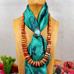 Textured Spiny Oyster Necklace with Turquoise