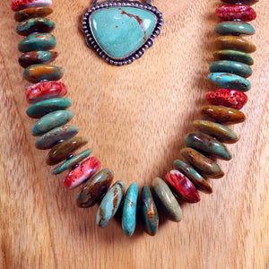 Large Bead Turquoise & Spiny Oyster Necklace