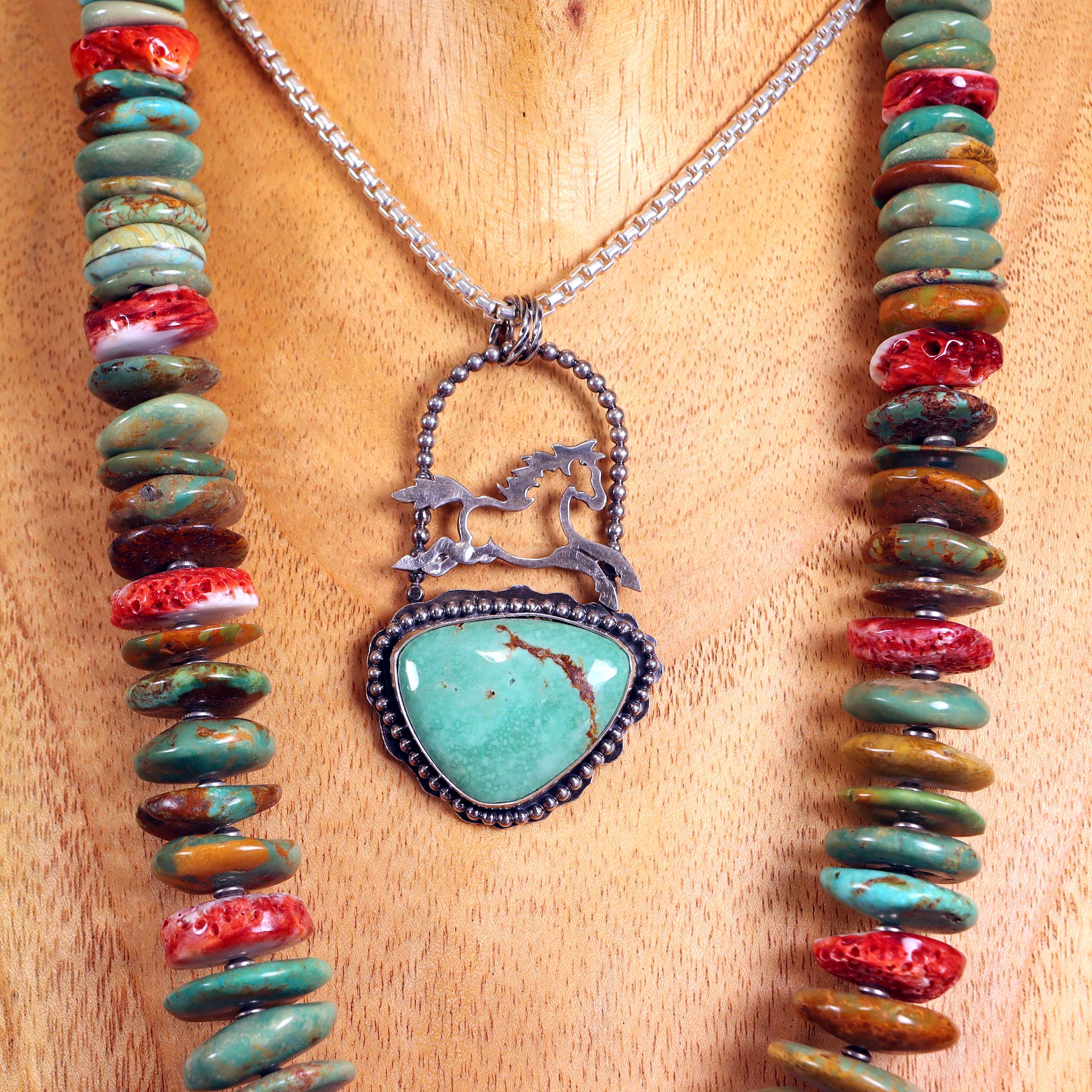 Large Bead Turquoise & Spiny Oyster Necklace