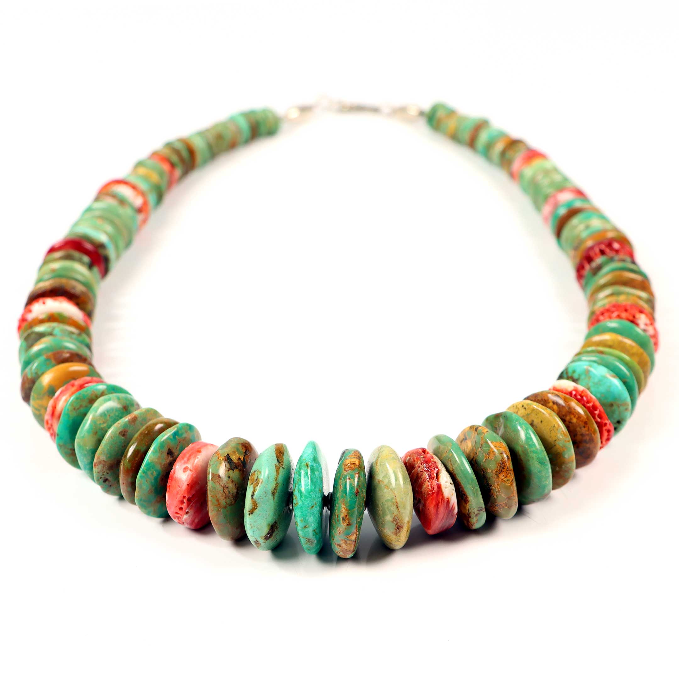 Large Bead Turquoise & Spiny Oyster Necklace