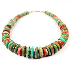 Large Bead Turquoise & Spiny Oyster Necklace