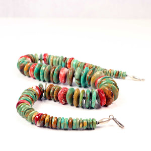 Large Bead Turquoise & Spiny Oyster Necklace