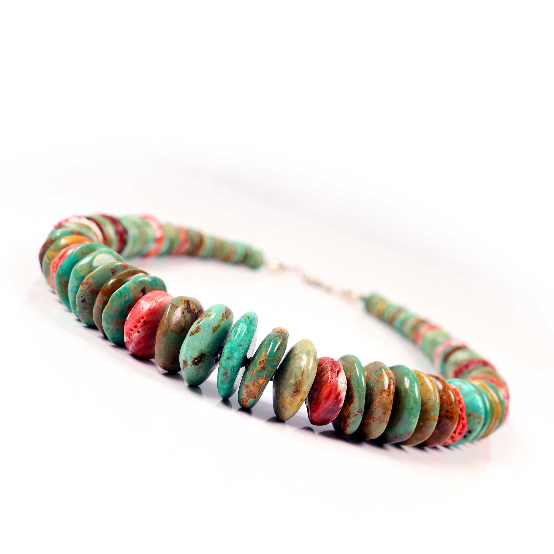 Large Bead Turquoise & Spiny Oyster Necklace