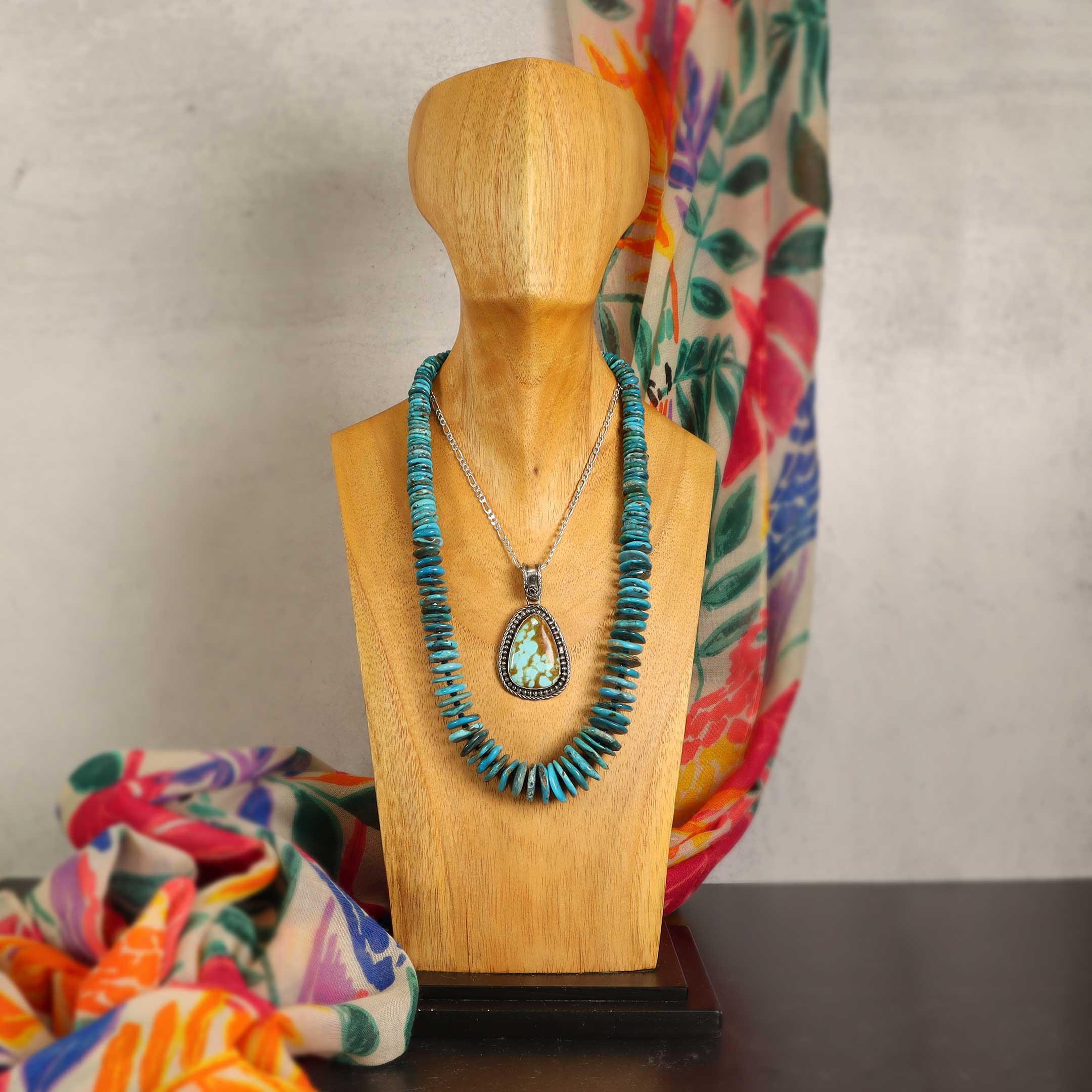 Striking Blue Turquoise Beaded Necklace