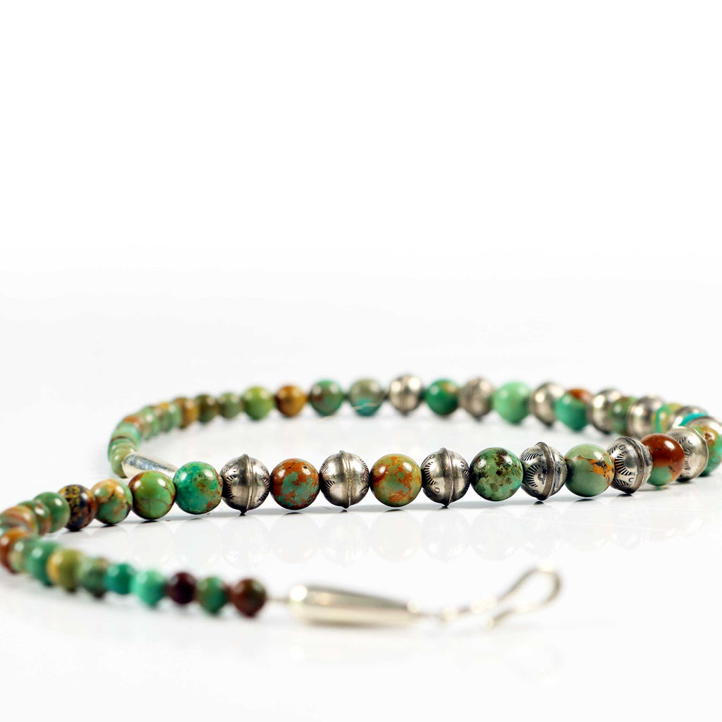 Green Turquoise & Sterling Silver Beaded Choker (small)