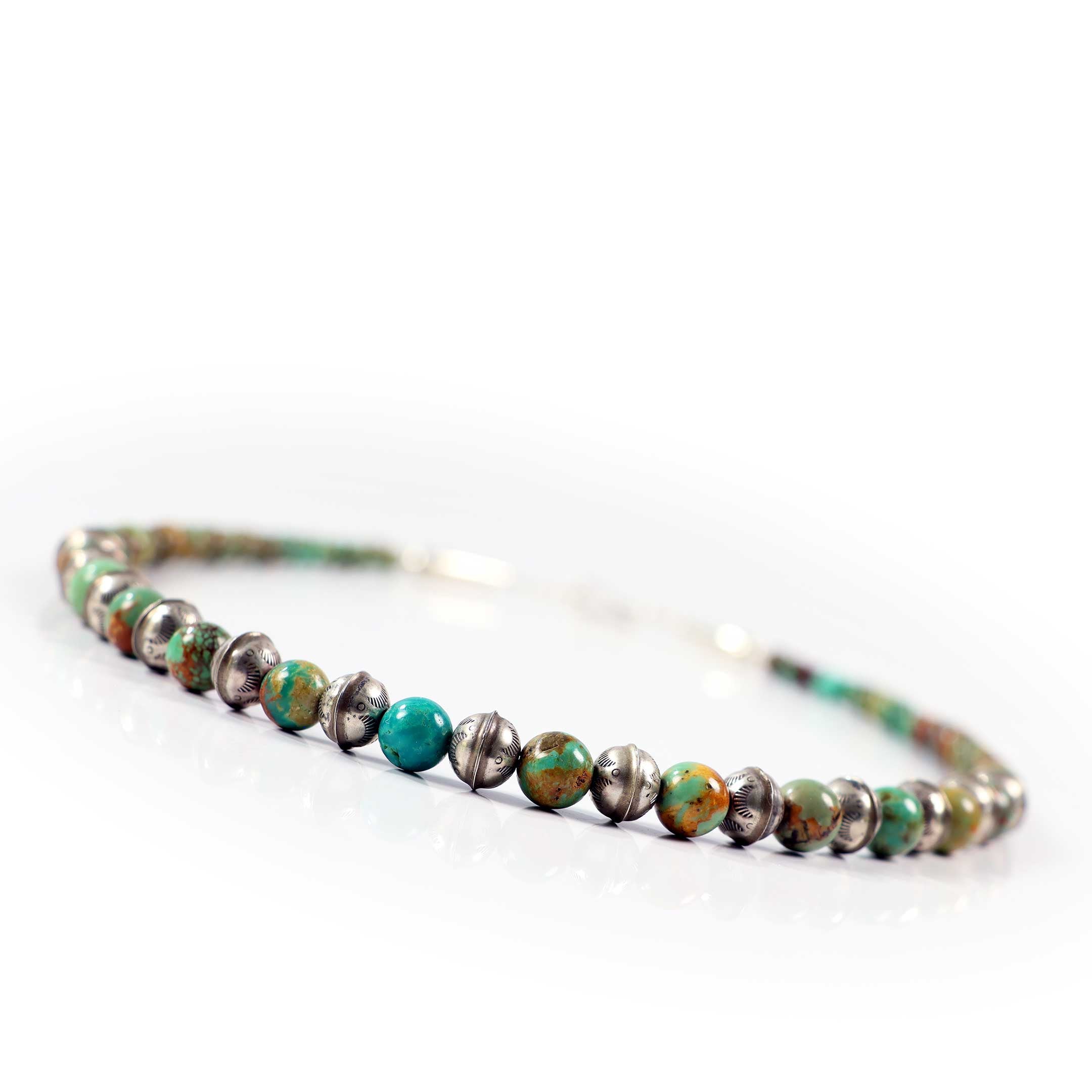 Green Turquoise & Sterling Silver Beaded Choker (small)