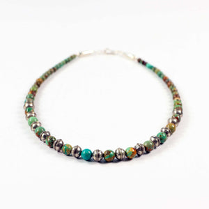 Green Turquoise & Sterling Silver Beaded Choker (small)