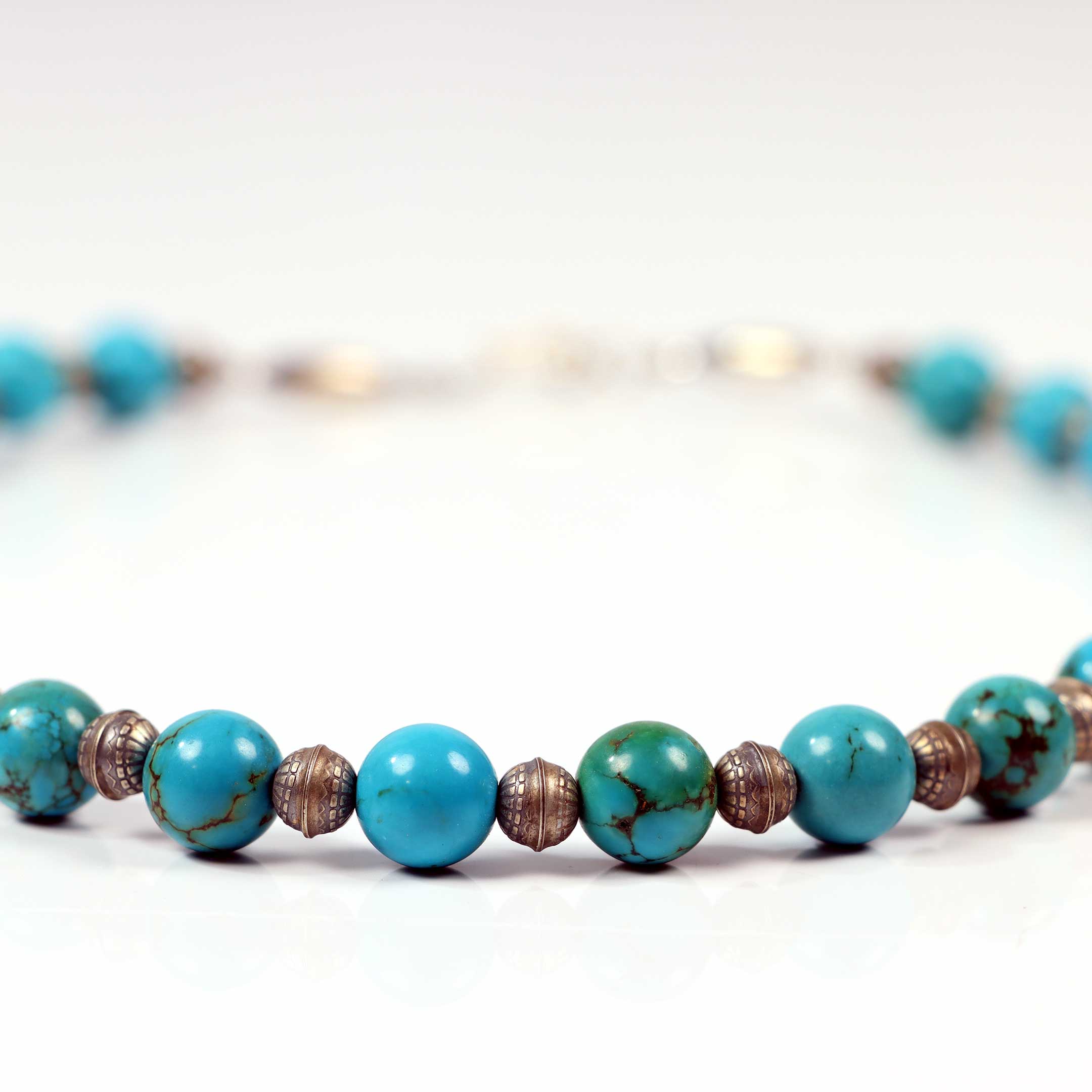 Sterling Silver with Turquoise Beaded Necklace