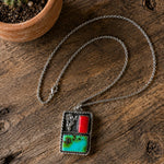Prickly Pear Cactus Pendant w/Turquoise & Rosarita