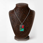 Prickly Pear Cactus Pendant w/Turquoise & Rosarita