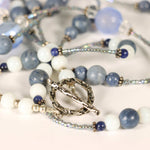 Triple Strand Blue Quartz Necklace with Sterling Silver
