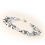 Triple Strand Blue Quartz Necklace with Sterling Silver