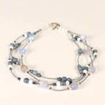 Triple Strand Blue Quartz Necklace with Sterling Silver